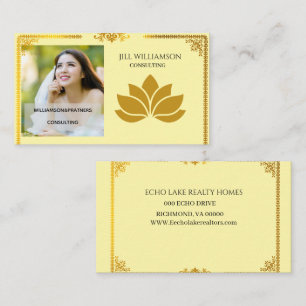 Elegante Gold Lotus Business Card auf der Vorderse Visitenkarte