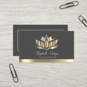 Elegante Gold Lotus Gold Streifen Yoga-Instructori Visitenkarte