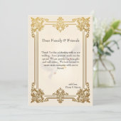 Elegante Gold Luxury feierliche Hochzeit Dankeskarte (Stehend Vorderseite)