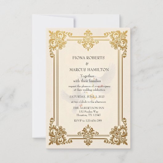 Elegante Gold Luxury feierliche Hochzeit RSVP Karte (Vorderseite)