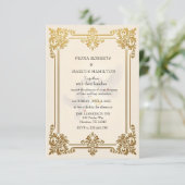 Elegante Gold Luxury feierliche Hochzeit RSVP Karte (Stehend Vorderseite)