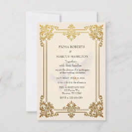 Elegante Gold Luxury feierliche Hochzeit RSVP Karte