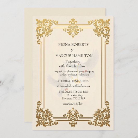 Elegante Gold Luxury feierliche Hochzeit Save The Date (Vorne/Hinten)