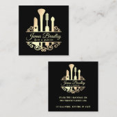 Elegante Gold Makeup Tools Schönheitsindustrie Quadratische Visitenkarte (Vorne/Hinten)