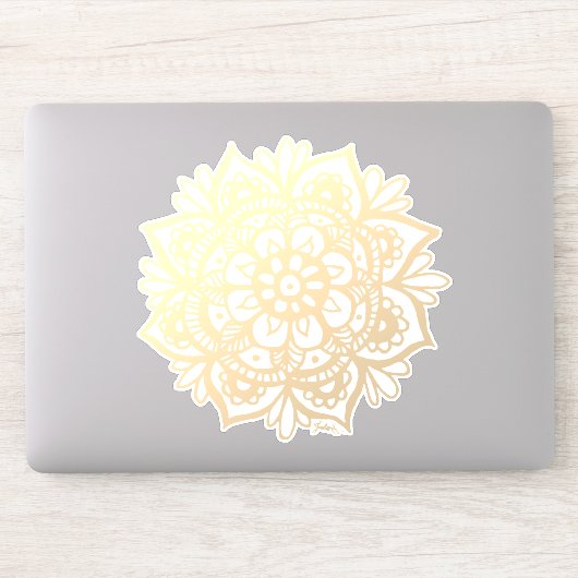 Elegante Gold Mandala Blume Aufkleber (Computer)