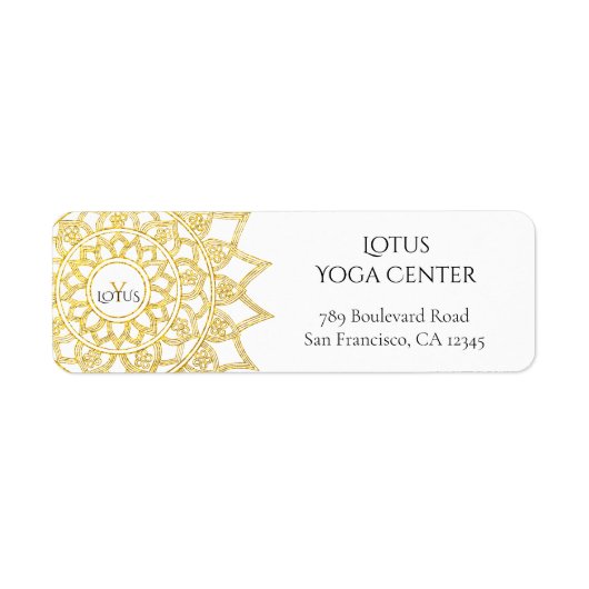 Elegante Gold Mandala Monogram Rücksendeadresse (Vorne)