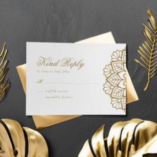 Elegante Gold Mandala Wedding Response RSVP Card Karte