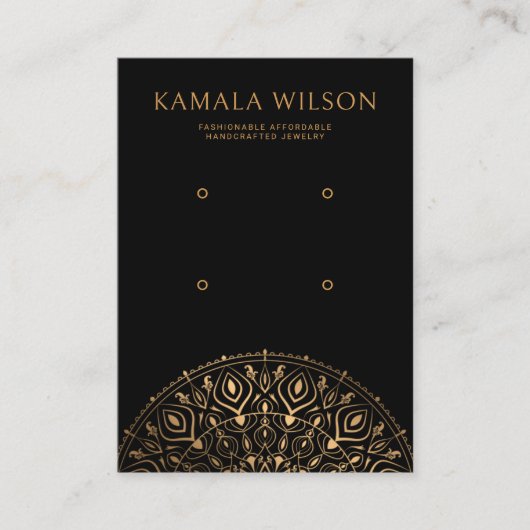 Elegante Gold Mandala Zwei-Paar-Earring-Display-Ka Visitenkarte (Vorderseite)