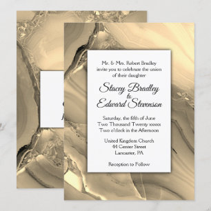 Elegante Gold Marble Agate Hochzeit Einladung