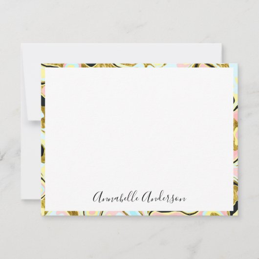 Elegante Gold Marble Border Note Card Mitteilungskarte (Vorderseite)