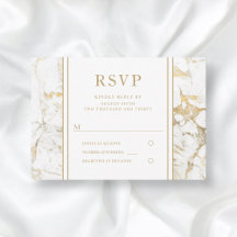 Elegante Gold Marble Wedding RSVP Card