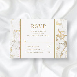 Elegante Gold Marble Wedding RSVP Card