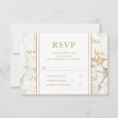 Elegante Gold Marble Wedding RSVP Card (Vorderseite)
