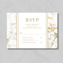 Elegante Gold Marble Wedding RSVP Card