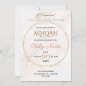 Elegante Gold Marmorcreme Boy oder Girl Aqiqah Einladung (Vorderseite)