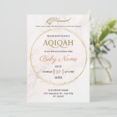 Elegante Gold Marmorcreme Boy oder Girl Aqiqah Einladung (Stehend Vorderseite)