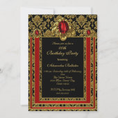 Elegante Gold marokkanischen Stil Red Gem Geburtst Einladung (Vorderseite)