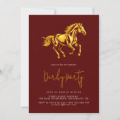 Elegante Gold-Maroon-Rennpferd-Derby-Party  Einladung (Vorderseite)