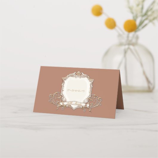 Elegante Gold Metallic Platzkarte (Vorderseite)