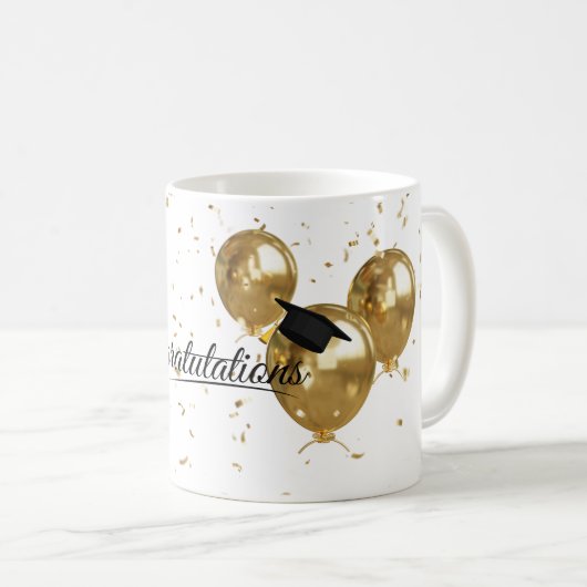 Elegante Gold Minimal Abschluss Graduiertenkappe Kaffeetasse (VorderseiteRechts)