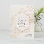 Elegante Gold Minimalistisch Hochzeit Einladung (Stehend Vorderseite)