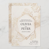 Elegante Gold Minimalistisch Hochzeit Einladung (Vorne/Hinten)