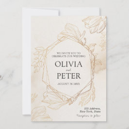 Elegante Gold Minimalistisch Hochzeit Einladung