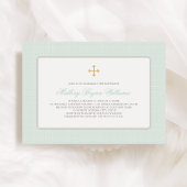 Elegante Gold Mint Green Cross Muster Baby-Taufe Einladung