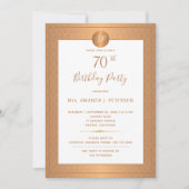 Elegante Gold Mit Monogramm Seventy Geburtstagspar Einladung (Vorderseite)