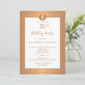 Elegante Gold Mit Monogramm Seventy Geburtstagspar Einladung (Stehend Vorderseite)
