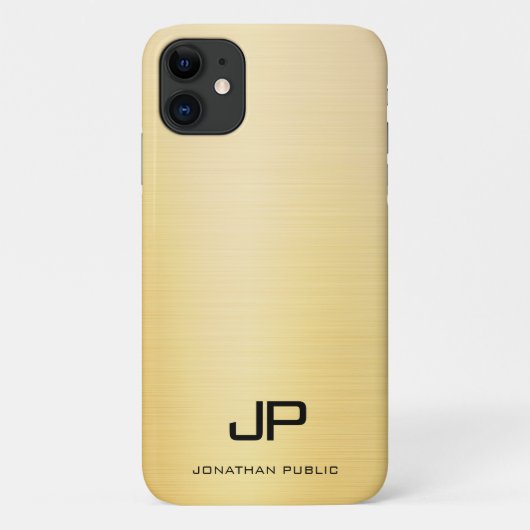 Elegante Gold Modern Monogram Name Template Case-Mate iPhone Hülle (Rückseite)