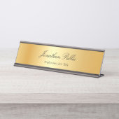 Elegante Gold Moderne handgeschriebene Textbezeich Schreibtischnamensplakette (Vorderseite )
