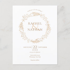 Elegante Gold Moderne Laurel Garland Hochzeit Einladungspostkarte