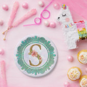 Elegante Gold Monogram Anfangsbuchstaben mit Manda Pappteller (Party)