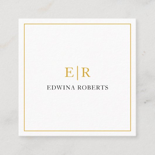 Elegante Gold Monogram Beruflich Quadratische Visitenkarte (Vorderseite)