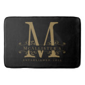 Elegante Gold Monogram Black Badematte (Vorderseite)
