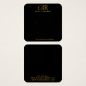 Elegante Gold Monogram Black Earring Display Card (Vorne & Hinten)