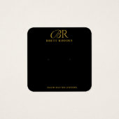 Elegante Gold Monogram Black Earring Display Card (Vorderseite)