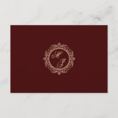 Elegante Gold Monogram Burgundy Information Card Begleitkarte (Rückseite)