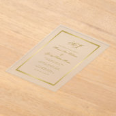 Elegante Gold Monogram Calligraphy Frame Wedding Acryleinladungen (Ablage )