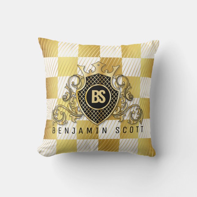 Elegante Gold Monogram Design Thow Kissen (Vorderseite)