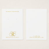 Elegante Gold Monogram Earring Display Card (Vorne & Hinten)