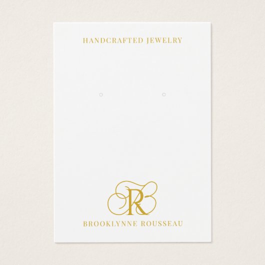 Elegante Gold Monogram Earring Display Card (Vorderseite)