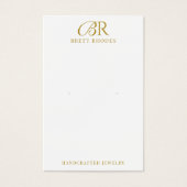 Elegante Gold Monogram Earring Display Card (Vorderseite)