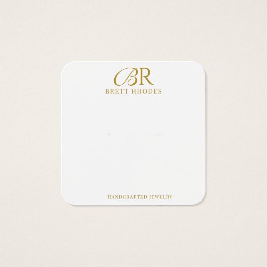 Elegante Gold Monogram Earring Display Card (Vorderseite)