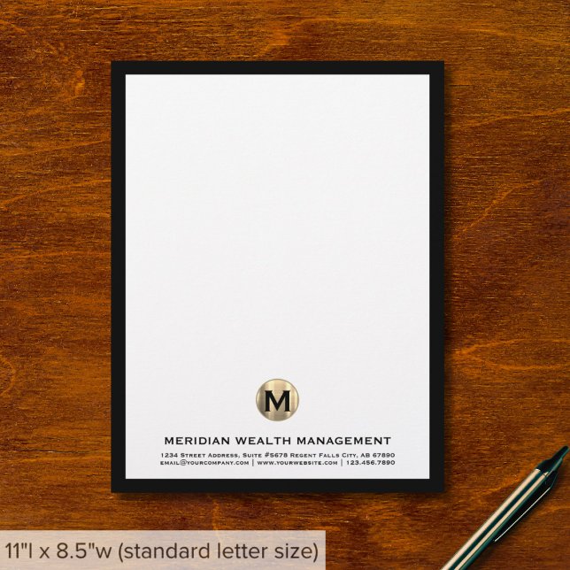Elegante Gold Monogram Financial Planner Letterhea Briefbogen (Von Creator hochgeladen)