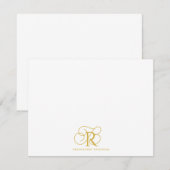 Elegante Gold Monogram Flat Note Card Mitteilungskarte (Vorne/Hinten)
