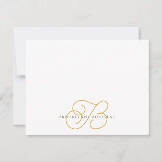 Elegante Gold Monogram Flat Note Card Mitteilungskarte (Vorderseite)