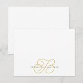 Elegante Gold Monogram Flat Note Card Mitteilungskarte (Vorne/Hinten)