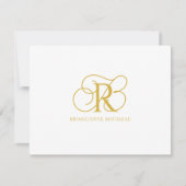 Elegante Gold Monogram Flat Note Card Mitteilungskarte (Vorderseite)